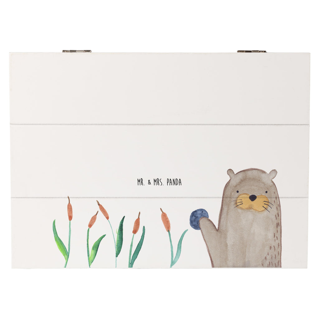 Holzkiste Otter mit Stein Holzkiste, Kiste, Schatzkiste, Truhe, Schatulle, XXL, Erinnerungsbox, Erinnerungskiste, Dekokiste, Aufbewahrungsbox, Otter, Fischotter, Seeotter, Otter Seeotter See Otter