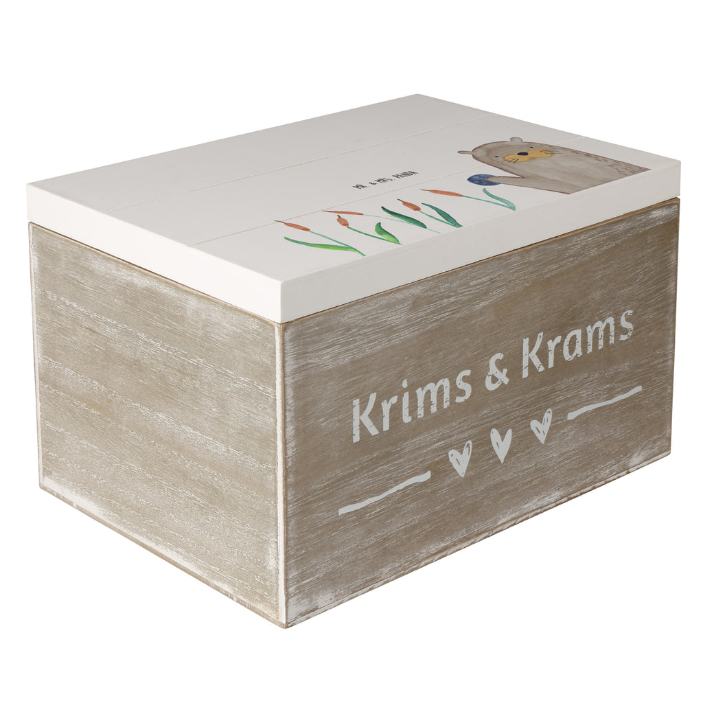 Holzkiste Otter mit Stein Holzkiste, Kiste, Schatzkiste, Truhe, Schatulle, XXL, Erinnerungsbox, Erinnerungskiste, Dekokiste, Aufbewahrungsbox, Otter, Fischotter, Seeotter, Otter Seeotter See Otter