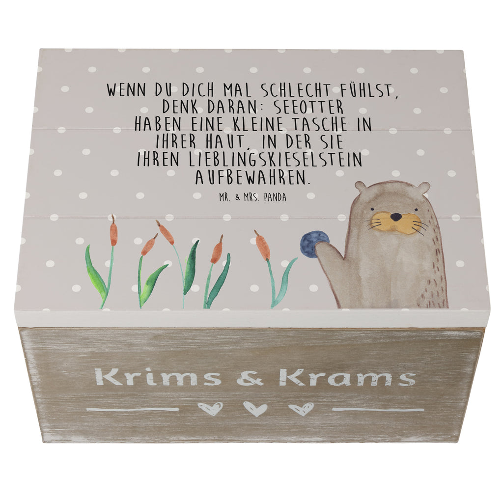 Holzkiste Otter mit Stein Holzkiste, Kiste, Schatzkiste, Truhe, Schatulle, XXL, Erinnerungsbox, Erinnerungskiste, Dekokiste, Aufbewahrungsbox, Otter, Fischotter, Seeotter, Otter Seeotter See Otter