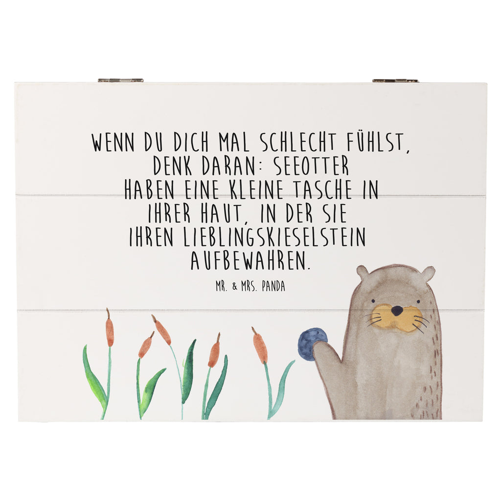 Holzkiste Otter mit Stein Holzkiste, Kiste, Schatzkiste, Truhe, Schatulle, XXL, Erinnerungsbox, Erinnerungskiste, Dekokiste, Aufbewahrungsbox, Otter, Fischotter, Seeotter, Otter Seeotter See Otter