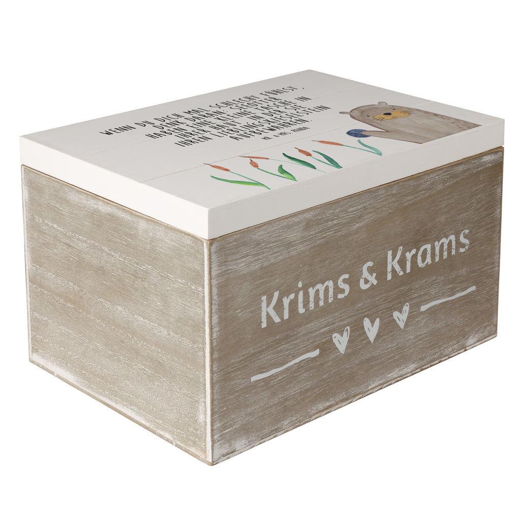 Holzkiste Otter mit Stein Holzkiste, Kiste, Schatzkiste, Truhe, Schatulle, XXL, Erinnerungsbox, Erinnerungskiste, Dekokiste, Aufbewahrungsbox, Otter, Fischotter, Seeotter, Otter Seeotter See Otter