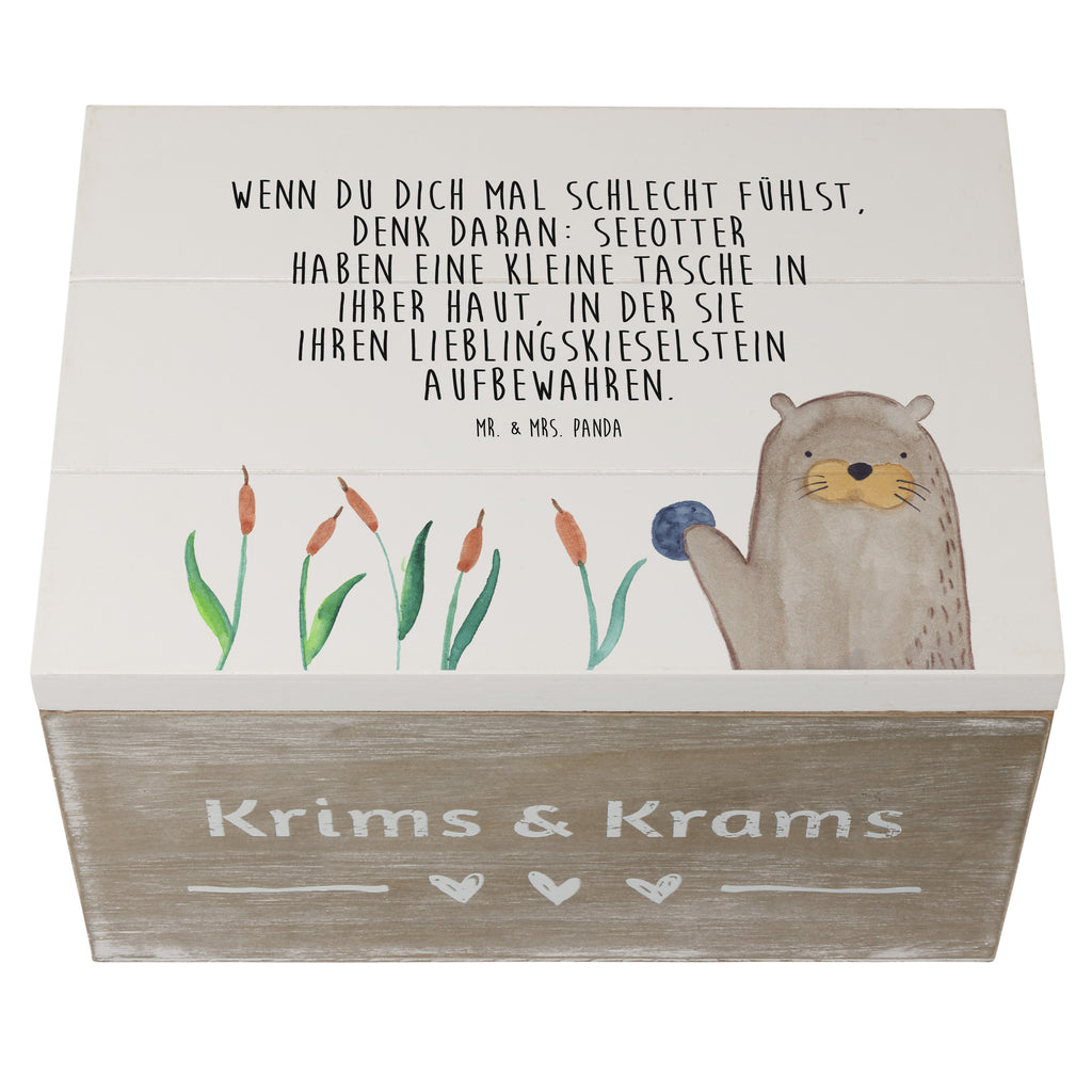 Holzkiste Otter mit Stein Holzkiste, Kiste, Schatzkiste, Truhe, Schatulle, XXL, Erinnerungsbox, Erinnerungskiste, Dekokiste, Aufbewahrungsbox, Otter, Fischotter, Seeotter, Otter Seeotter See Otter