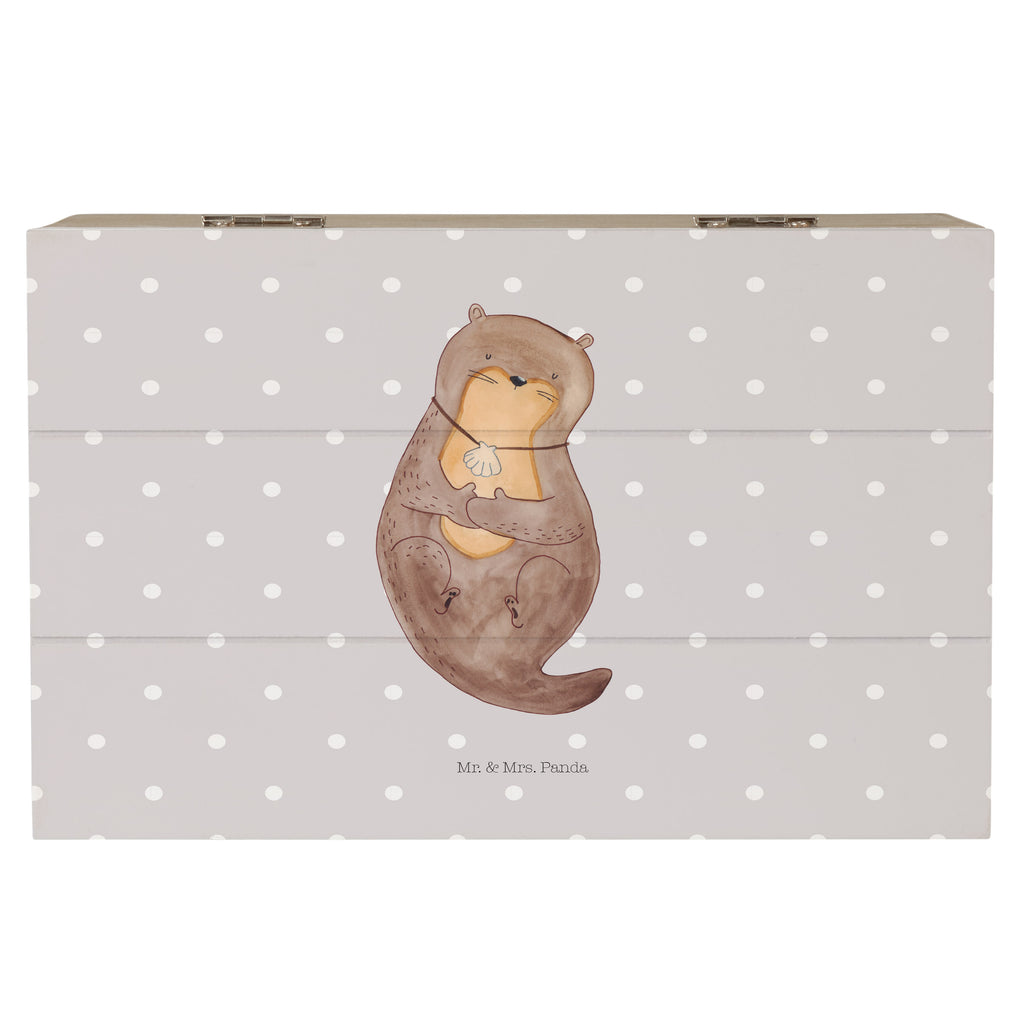 Holzkiste Otter mit Muschelmedaillon Holzkiste, Kiste, Schatzkiste, Truhe, Schatulle, XXL, Erinnerungsbox, Erinnerungskiste, Dekokiste, Aufbewahrungsbox, Otter, Fischotter, Seeotter, Otterliebe, grübeln, träumen, Motivation, Tagträumen, Büro
