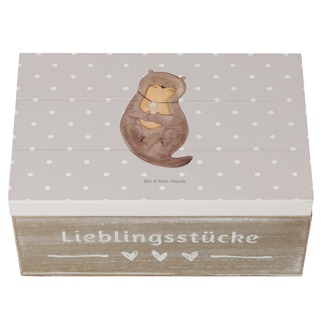 Holzkiste Otter mit Muschelmedaillon Holzkiste, Kiste, Schatzkiste, Truhe, Schatulle, XXL, Erinnerungsbox, Erinnerungskiste, Dekokiste, Aufbewahrungsbox, Otter, Fischotter, Seeotter, Otterliebe, grübeln, träumen, Motivation, Tagträumen, Büro