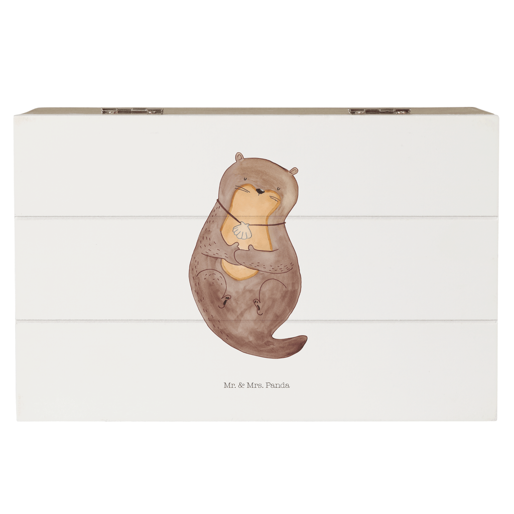 Holzkiste Otter mit Muschelmedaillon Holzkiste, Kiste, Schatzkiste, Truhe, Schatulle, XXL, Erinnerungsbox, Erinnerungskiste, Dekokiste, Aufbewahrungsbox, Otter, Fischotter, Seeotter, Otterliebe, grübeln, träumen, Motivation, Tagträumen, Büro