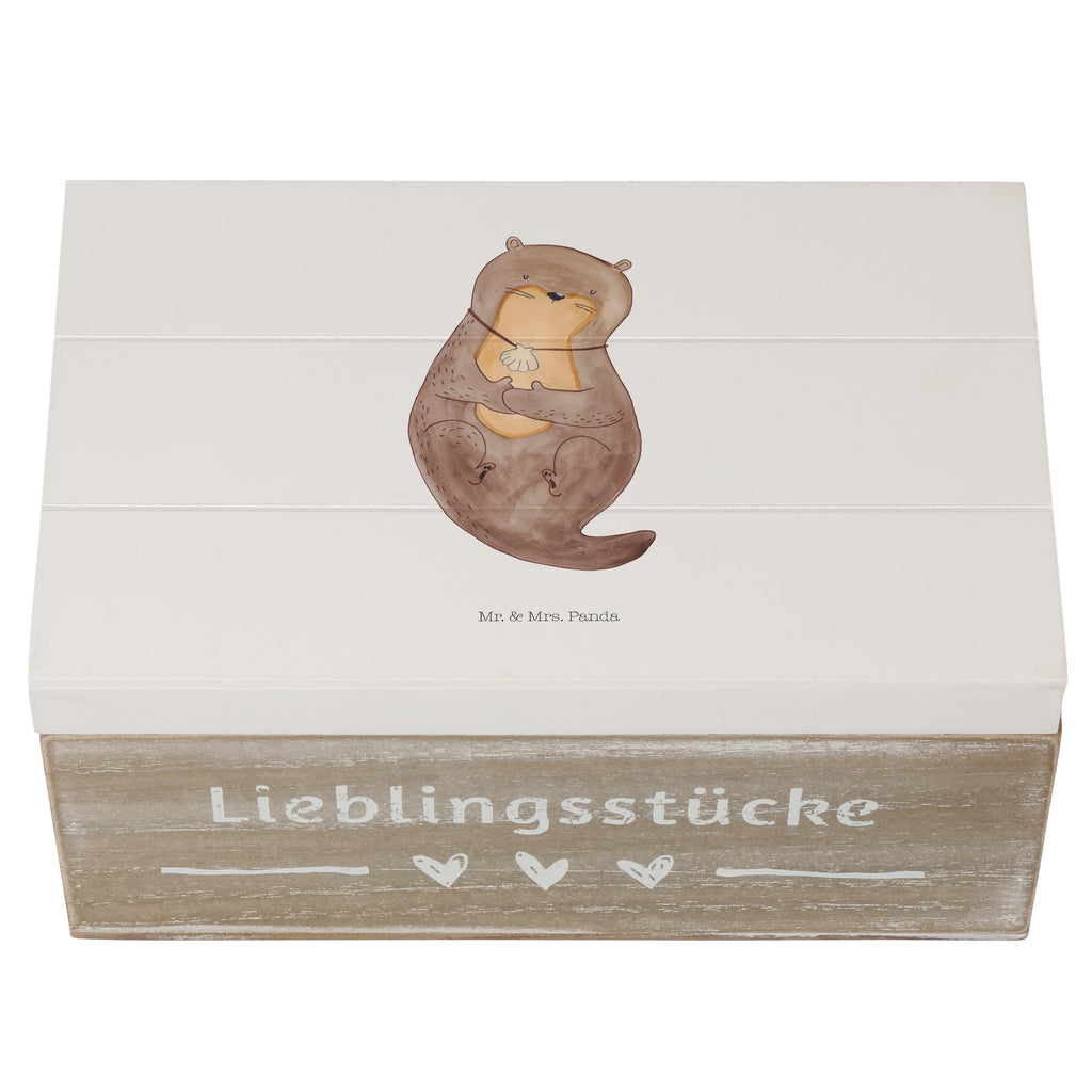Holzkiste Otter mit Muschelmedaillon Holzkiste, Kiste, Schatzkiste, Truhe, Schatulle, XXL, Erinnerungsbox, Erinnerungskiste, Dekokiste, Aufbewahrungsbox, Otter, Fischotter, Seeotter, Otterliebe, grübeln, träumen, Motivation, Tagträumen, Büro
