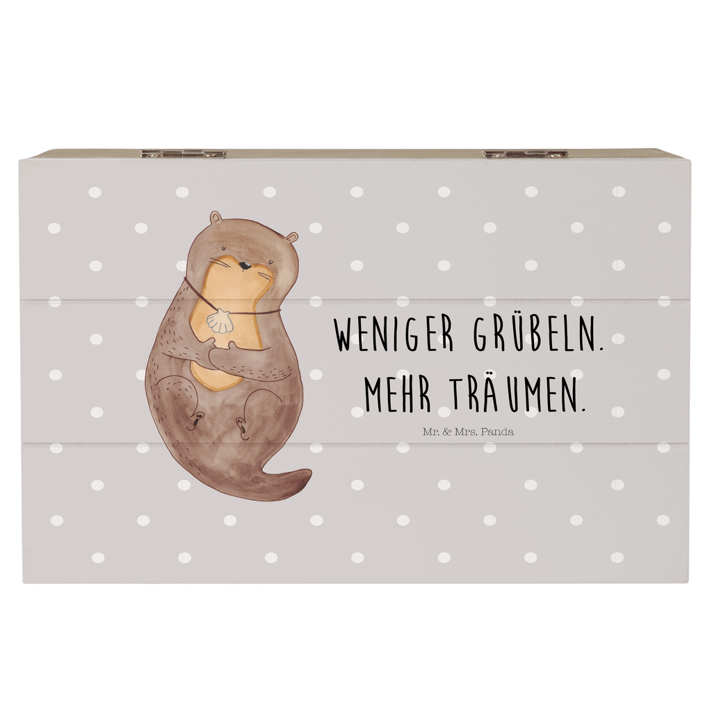 Holzkiste Otter mit Muschelmedaillon Holzkiste, Kiste, Schatzkiste, Truhe, Schatulle, XXL, Erinnerungsbox, Erinnerungskiste, Dekokiste, Aufbewahrungsbox, Otter, Fischotter, Seeotter, Otterliebe, grübeln, träumen, Motivation, Tagträumen, Büro