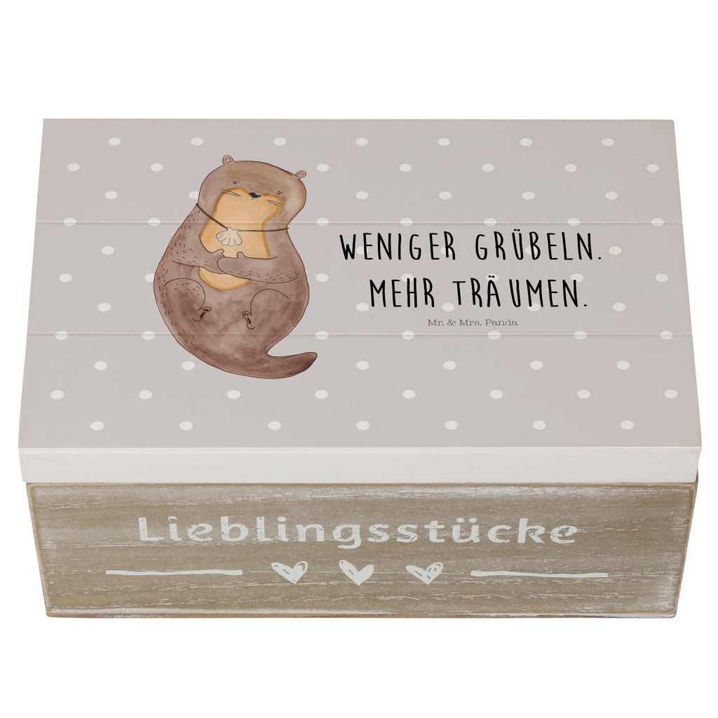 Holzkiste Otter mit Muschelmedaillon Holzkiste, Kiste, Schatzkiste, Truhe, Schatulle, XXL, Erinnerungsbox, Erinnerungskiste, Dekokiste, Aufbewahrungsbox, Otter, Fischotter, Seeotter, Otterliebe, grübeln, träumen, Motivation, Tagträumen, Büro
