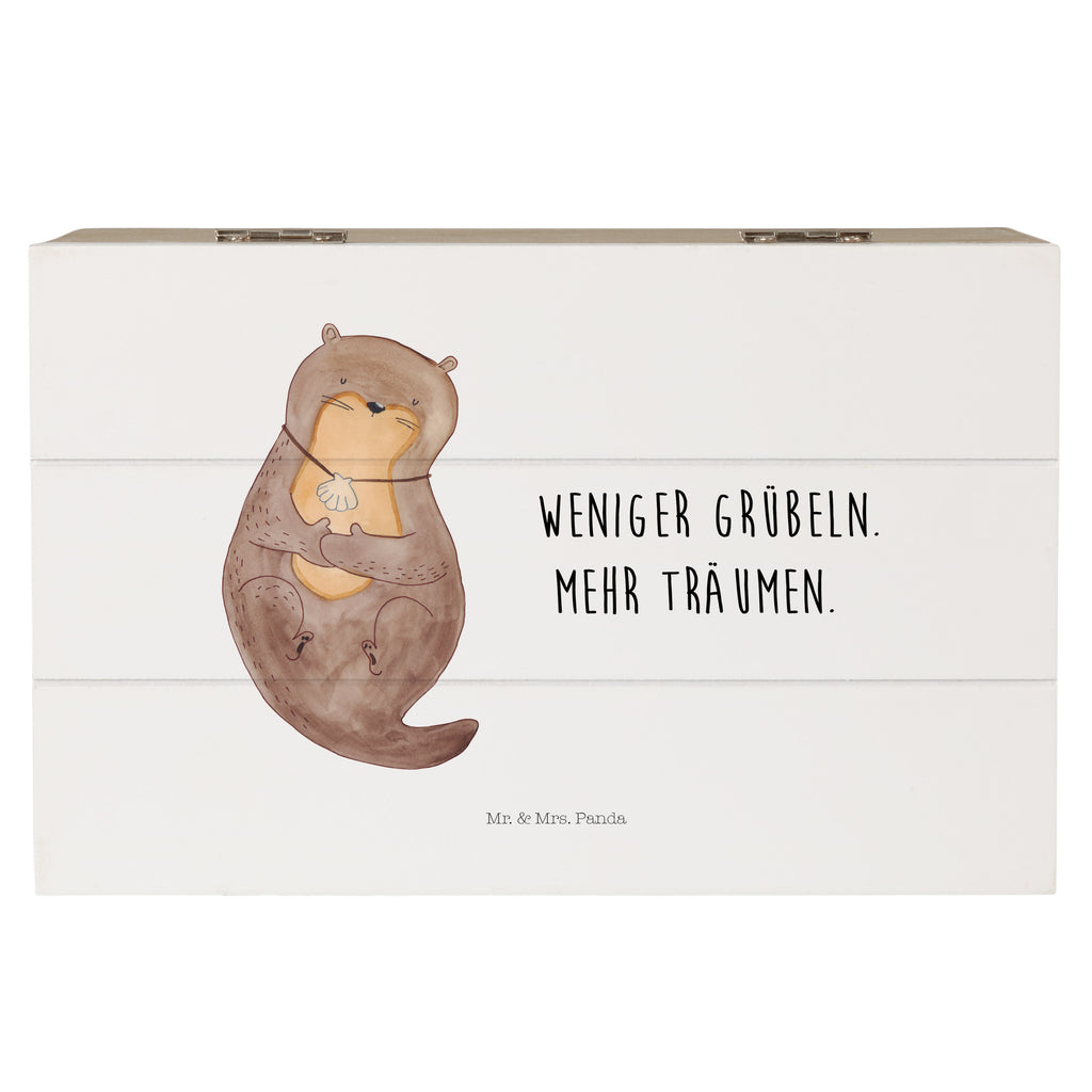 Holzkiste Otter mit Muschelmedaillon Holzkiste, Kiste, Schatzkiste, Truhe, Schatulle, XXL, Erinnerungsbox, Erinnerungskiste, Dekokiste, Aufbewahrungsbox, Otter, Fischotter, Seeotter, Otterliebe, grübeln, träumen, Motivation, Tagträumen, Büro
