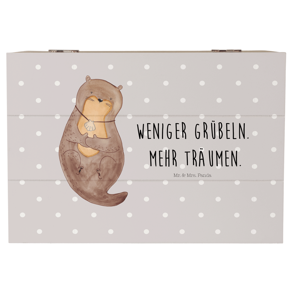 Holzkiste Otter mit Muschelmedaillon Holzkiste, Kiste, Schatzkiste, Truhe, Schatulle, XXL, Erinnerungsbox, Erinnerungskiste, Dekokiste, Aufbewahrungsbox, Otter, Fischotter, Seeotter, Otterliebe, grübeln, träumen, Motivation, Tagträumen, Büro