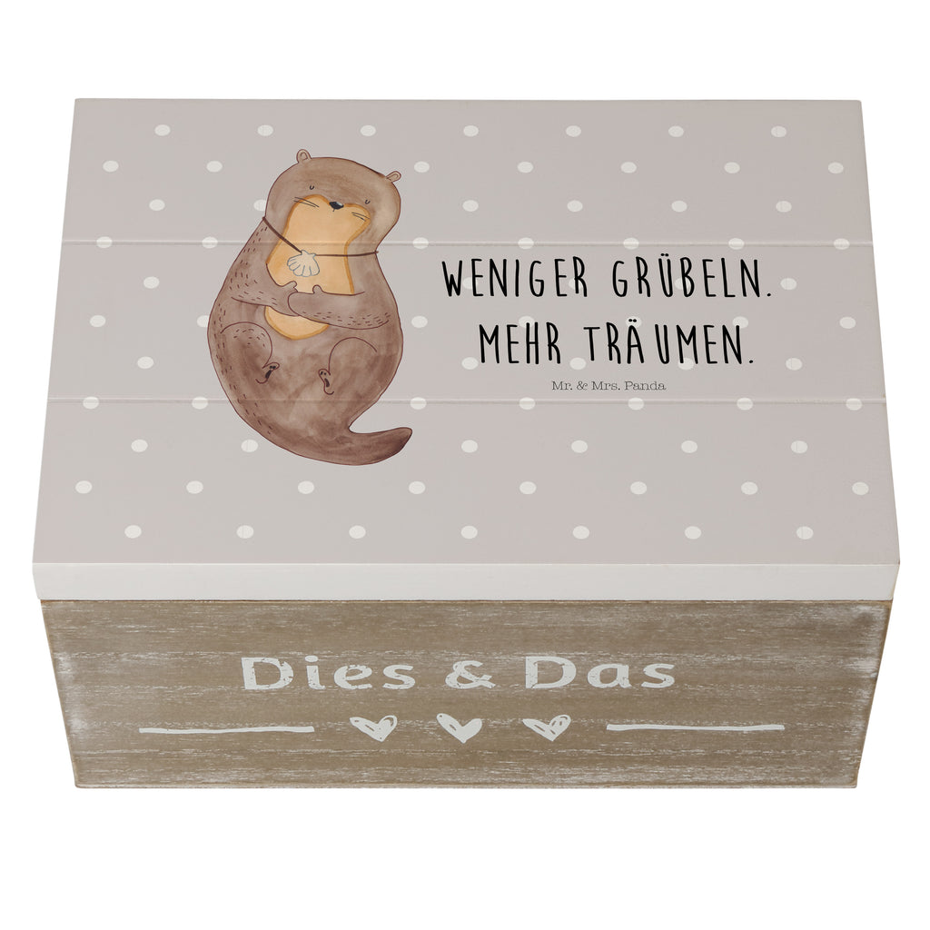Holzkiste Otter mit Muschelmedaillon Holzkiste, Kiste, Schatzkiste, Truhe, Schatulle, XXL, Erinnerungsbox, Erinnerungskiste, Dekokiste, Aufbewahrungsbox, Otter, Fischotter, Seeotter, Otterliebe, grübeln, träumen, Motivation, Tagträumen, Büro