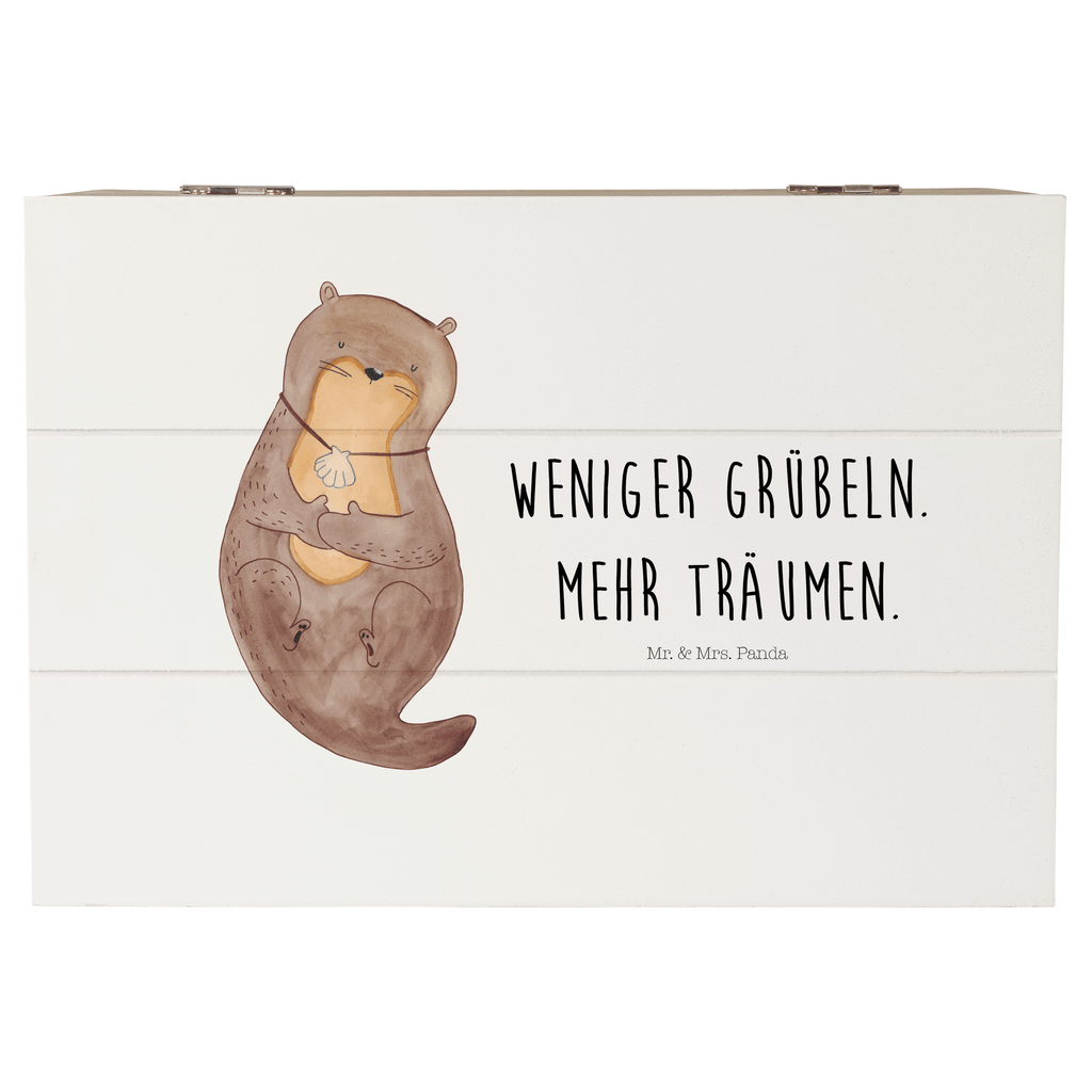 Holzkiste Otter mit Muschelmedaillon Holzkiste, Kiste, Schatzkiste, Truhe, Schatulle, XXL, Erinnerungsbox, Erinnerungskiste, Dekokiste, Aufbewahrungsbox, Otter, Fischotter, Seeotter, Otterliebe, grübeln, träumen, Motivation, Tagträumen, Büro