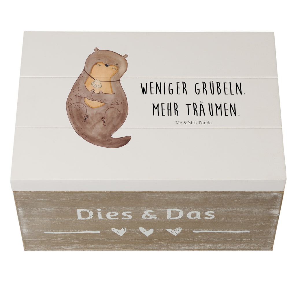 Holzkiste Otter mit Muschelmedaillon Holzkiste, Kiste, Schatzkiste, Truhe, Schatulle, XXL, Erinnerungsbox, Erinnerungskiste, Dekokiste, Aufbewahrungsbox, Otter, Fischotter, Seeotter, Otterliebe, grübeln, träumen, Motivation, Tagträumen, Büro