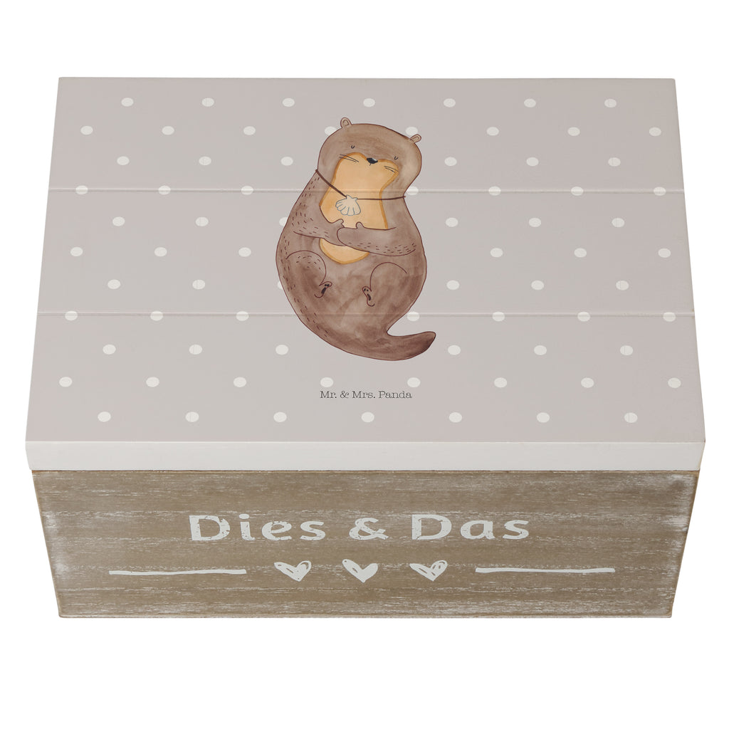 Holzkiste Otter mit Muschelmedaillon Holzkiste, Kiste, Schatzkiste, Truhe, Schatulle, XXL, Erinnerungsbox, Erinnerungskiste, Dekokiste, Aufbewahrungsbox, Otter, Fischotter, Seeotter, Otterliebe, grübeln, träumen, Motivation, Tagträumen, Büro