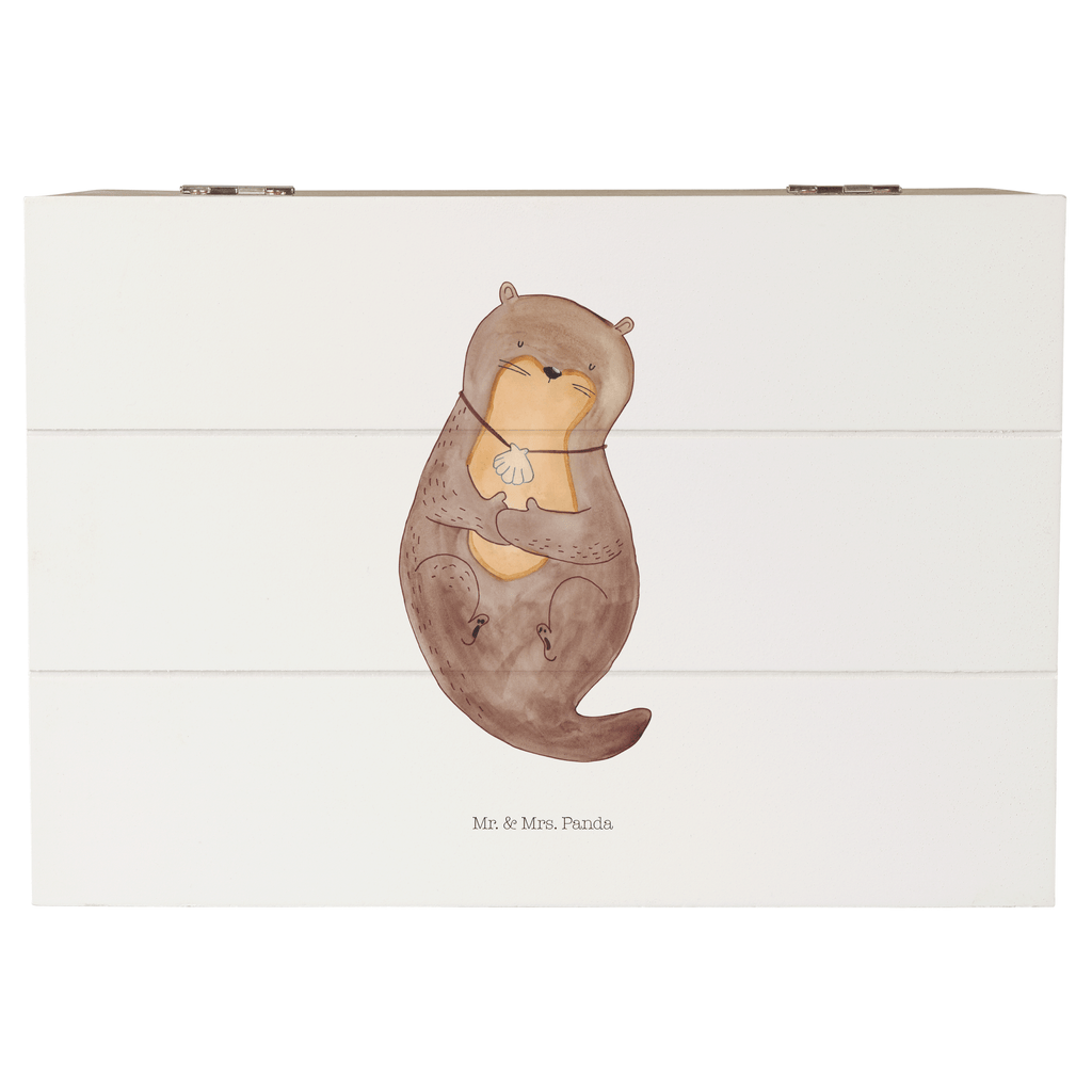 Holzkiste Otter mit Muschelmedaillon Holzkiste, Kiste, Schatzkiste, Truhe, Schatulle, XXL, Erinnerungsbox, Erinnerungskiste, Dekokiste, Aufbewahrungsbox, Otter, Fischotter, Seeotter, Otterliebe, grübeln, träumen, Motivation, Tagträumen, Büro