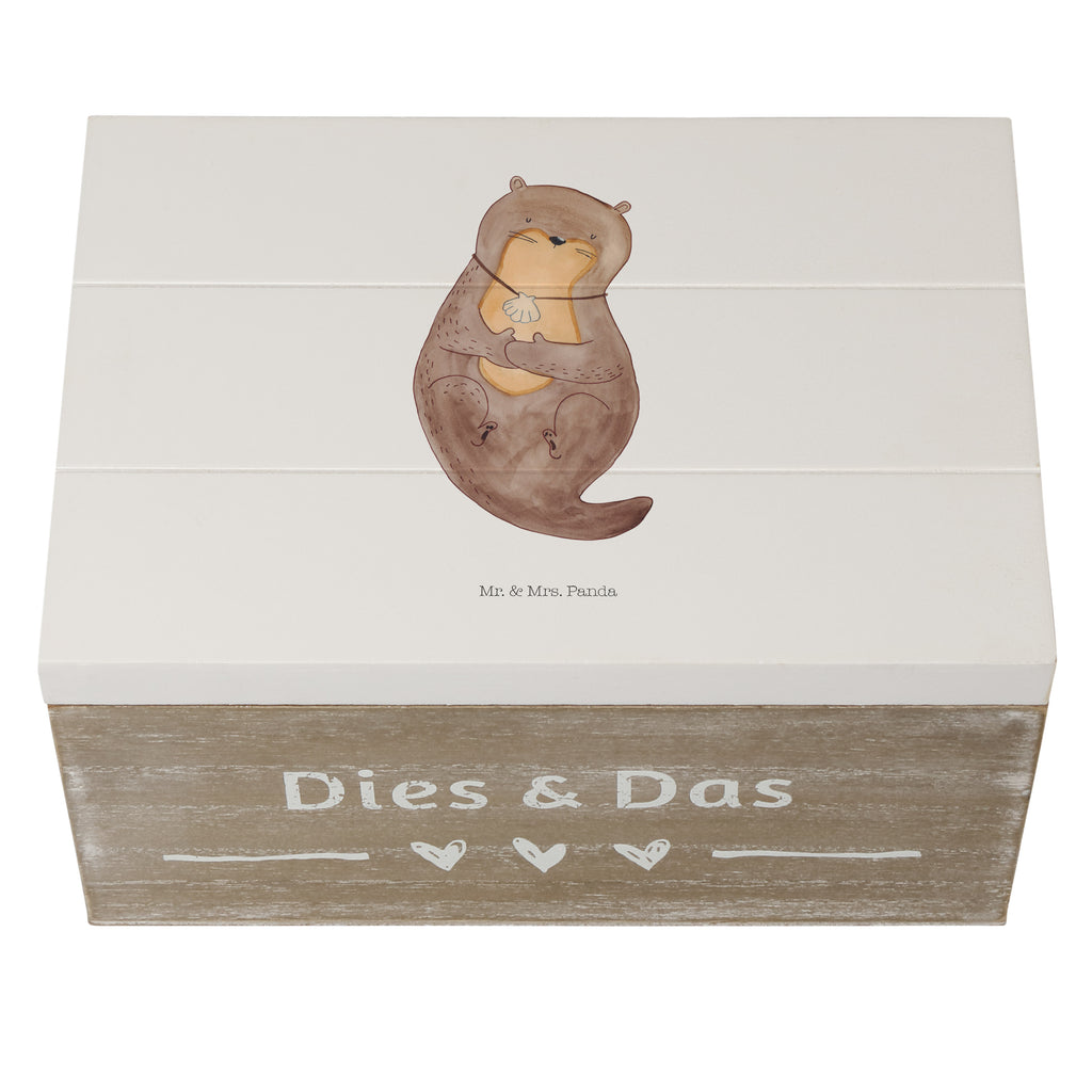 Holzkiste Otter mit Muschelmedaillon Holzkiste, Kiste, Schatzkiste, Truhe, Schatulle, XXL, Erinnerungsbox, Erinnerungskiste, Dekokiste, Aufbewahrungsbox, Otter, Fischotter, Seeotter, Otterliebe, grübeln, träumen, Motivation, Tagträumen, Büro