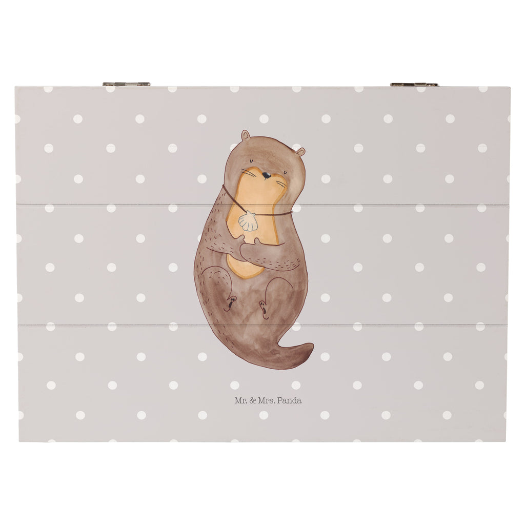 Holzkiste Otter mit Muschelmedaillon Holzkiste, Kiste, Schatzkiste, Truhe, Schatulle, XXL, Erinnerungsbox, Erinnerungskiste, Dekokiste, Aufbewahrungsbox, Otter, Fischotter, Seeotter, Otterliebe, grübeln, träumen, Motivation, Tagträumen, Büro
