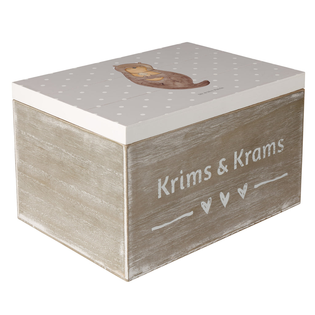 Holzkiste Otter mit Muschelmedaillon Holzkiste, Kiste, Schatzkiste, Truhe, Schatulle, XXL, Erinnerungsbox, Erinnerungskiste, Dekokiste, Aufbewahrungsbox, Otter, Fischotter, Seeotter, Otterliebe, grübeln, träumen, Motivation, Tagträumen, Büro