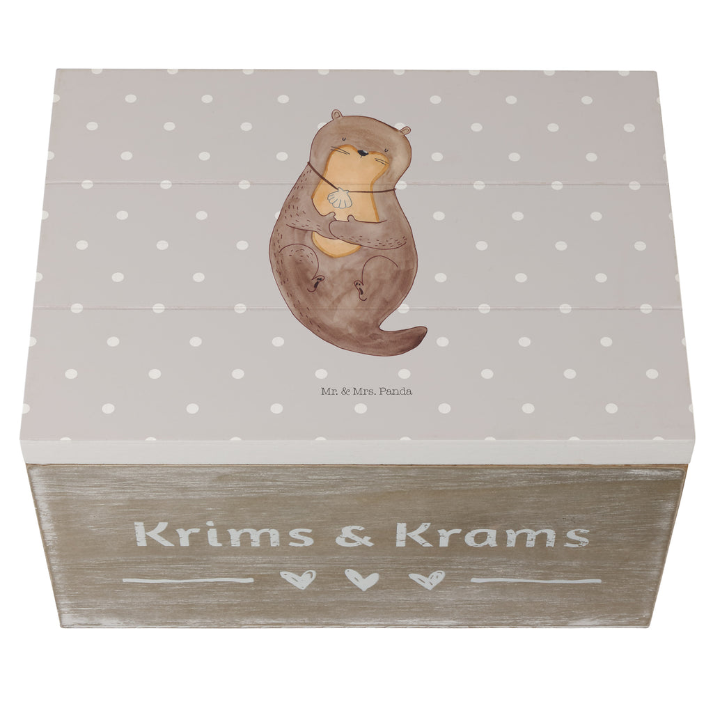 Holzkiste Otter mit Muschelmedaillon Holzkiste, Kiste, Schatzkiste, Truhe, Schatulle, XXL, Erinnerungsbox, Erinnerungskiste, Dekokiste, Aufbewahrungsbox, Otter, Fischotter, Seeotter, Otterliebe, grübeln, träumen, Motivation, Tagträumen, Büro