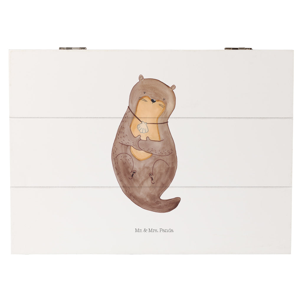 Holzkiste Otter mit Muschelmedaillon Holzkiste, Kiste, Schatzkiste, Truhe, Schatulle, XXL, Erinnerungsbox, Erinnerungskiste, Dekokiste, Aufbewahrungsbox, Otter, Fischotter, Seeotter, Otterliebe, grübeln, träumen, Motivation, Tagträumen, Büro