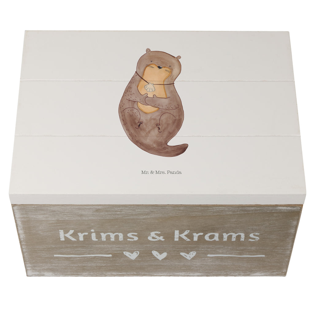 Holzkiste Otter mit Muschelmedaillon Holzkiste, Kiste, Schatzkiste, Truhe, Schatulle, XXL, Erinnerungsbox, Erinnerungskiste, Dekokiste, Aufbewahrungsbox, Otter, Fischotter, Seeotter, Otterliebe, grübeln, träumen, Motivation, Tagträumen, Büro