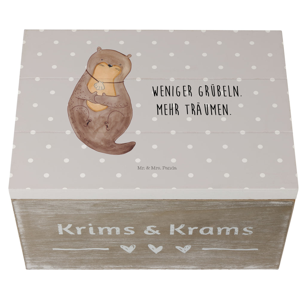 Holzkiste Otter mit Muschelmedaillon Holzkiste, Kiste, Schatzkiste, Truhe, Schatulle, XXL, Erinnerungsbox, Erinnerungskiste, Dekokiste, Aufbewahrungsbox, Otter, Fischotter, Seeotter, Otterliebe, grübeln, träumen, Motivation, Tagträumen, Büro