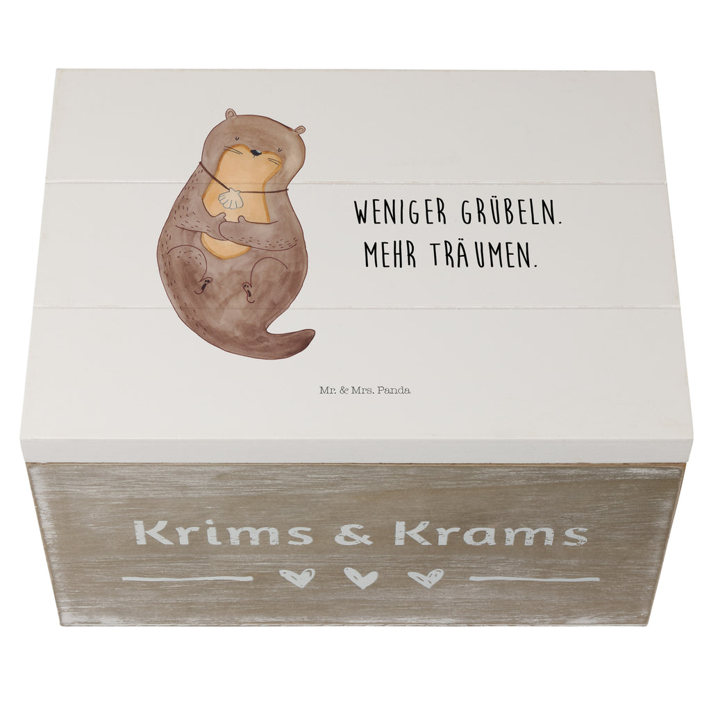Holzkiste Otter mit Muschelmedaillon Holzkiste, Kiste, Schatzkiste, Truhe, Schatulle, XXL, Erinnerungsbox, Erinnerungskiste, Dekokiste, Aufbewahrungsbox, Otter, Fischotter, Seeotter, Otterliebe, grübeln, träumen, Motivation, Tagträumen, Büro