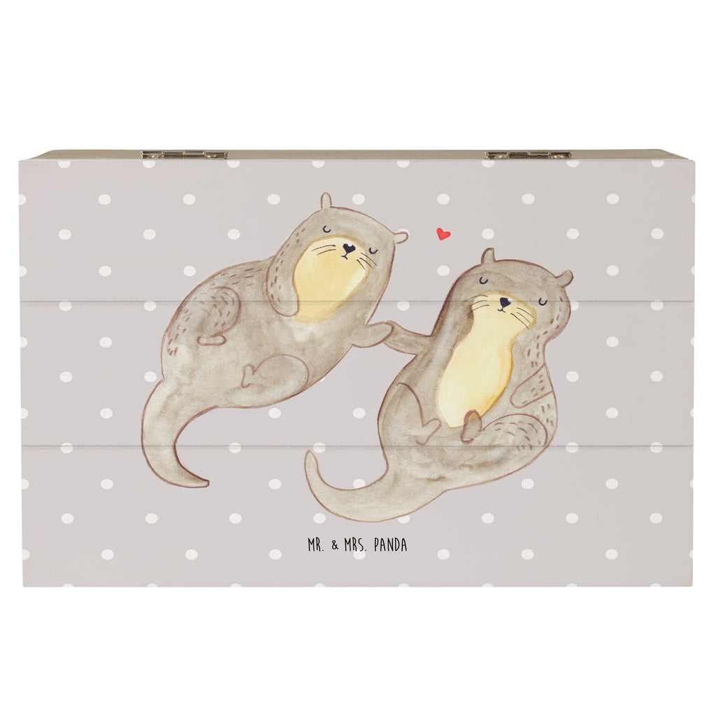 Holzkiste Otter händchenhaltend Holzkiste, Kiste, Schatzkiste, Truhe, Schatulle, XXL, Erinnerungsbox, Erinnerungskiste, Dekokiste, Aufbewahrungsbox, Otter, Fischotter, Seeotter, Otter Seeotter See Otter