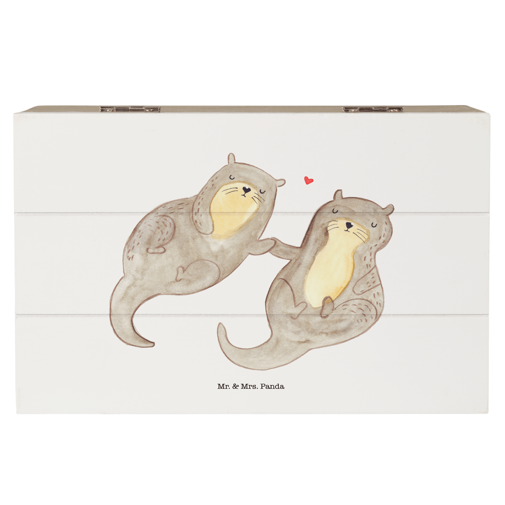 Holzkiste Otter händchenhaltend Holzkiste, Kiste, Schatzkiste, Truhe, Schatulle, XXL, Erinnerungsbox, Erinnerungskiste, Dekokiste, Aufbewahrungsbox, Otter, Fischotter, Seeotter, Otter Seeotter See Otter
