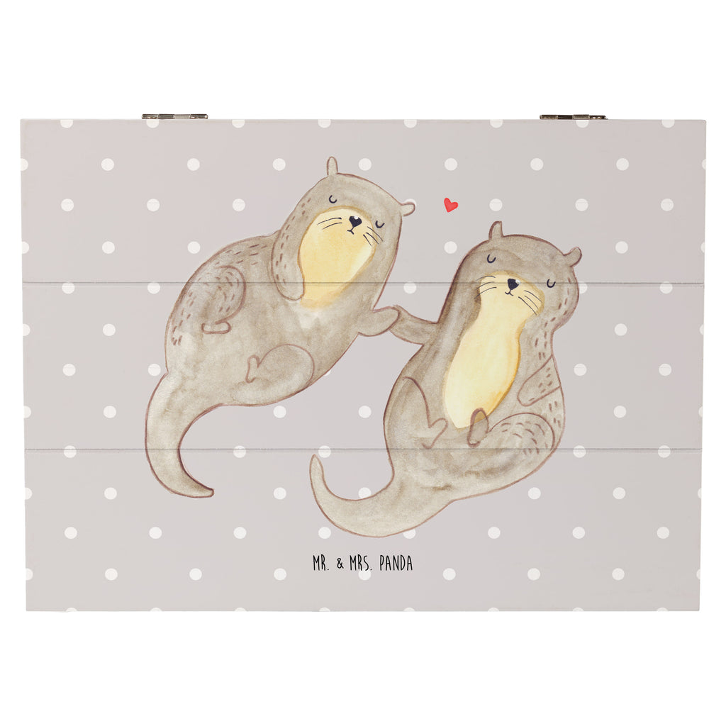 Holzkiste Otter händchenhaltend Holzkiste, Kiste, Schatzkiste, Truhe, Schatulle, XXL, Erinnerungsbox, Erinnerungskiste, Dekokiste, Aufbewahrungsbox, Otter, Fischotter, Seeotter, Otter Seeotter See Otter