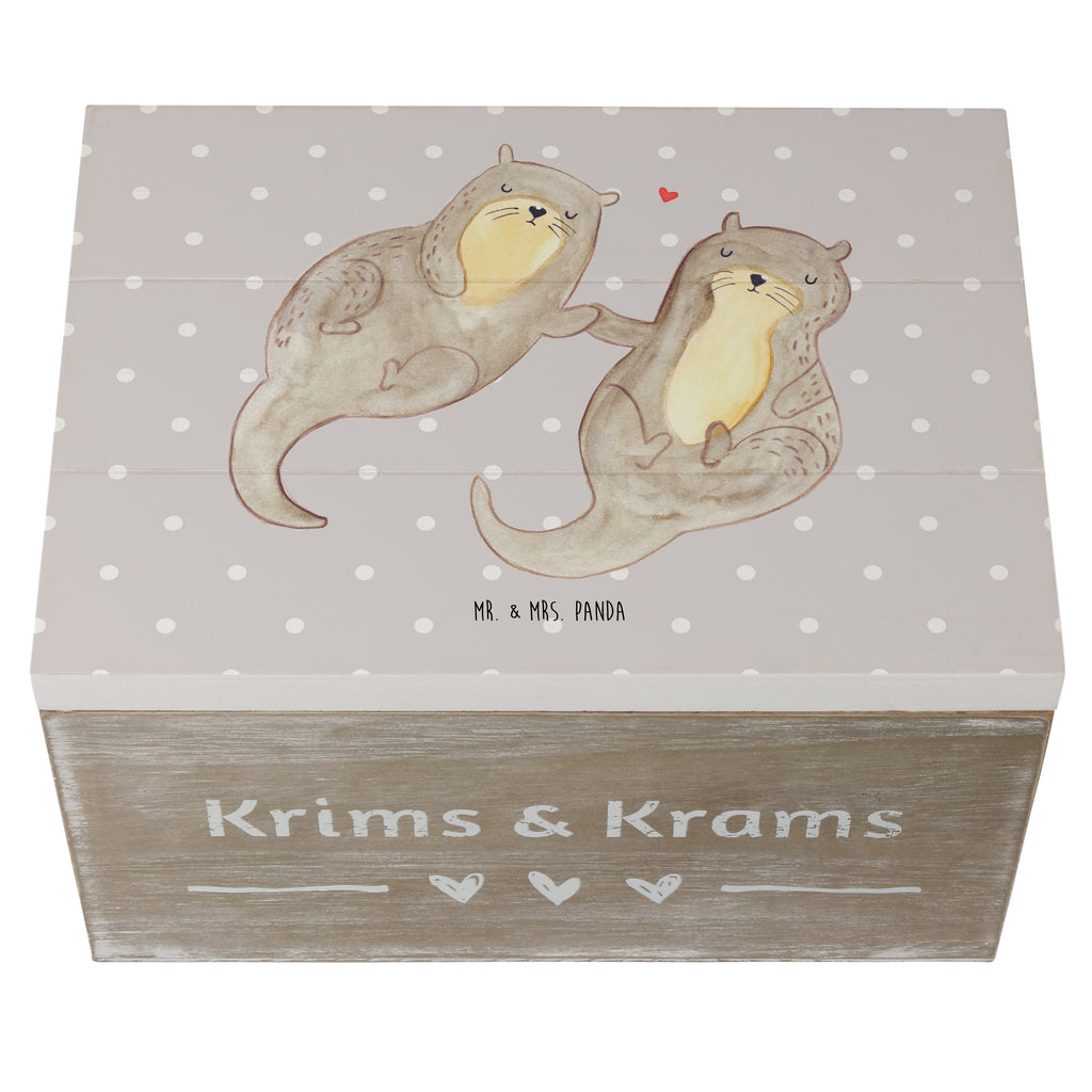 Holzkiste Otter händchenhaltend Holzkiste, Kiste, Schatzkiste, Truhe, Schatulle, XXL, Erinnerungsbox, Erinnerungskiste, Dekokiste, Aufbewahrungsbox, Otter, Fischotter, Seeotter, Otter Seeotter See Otter