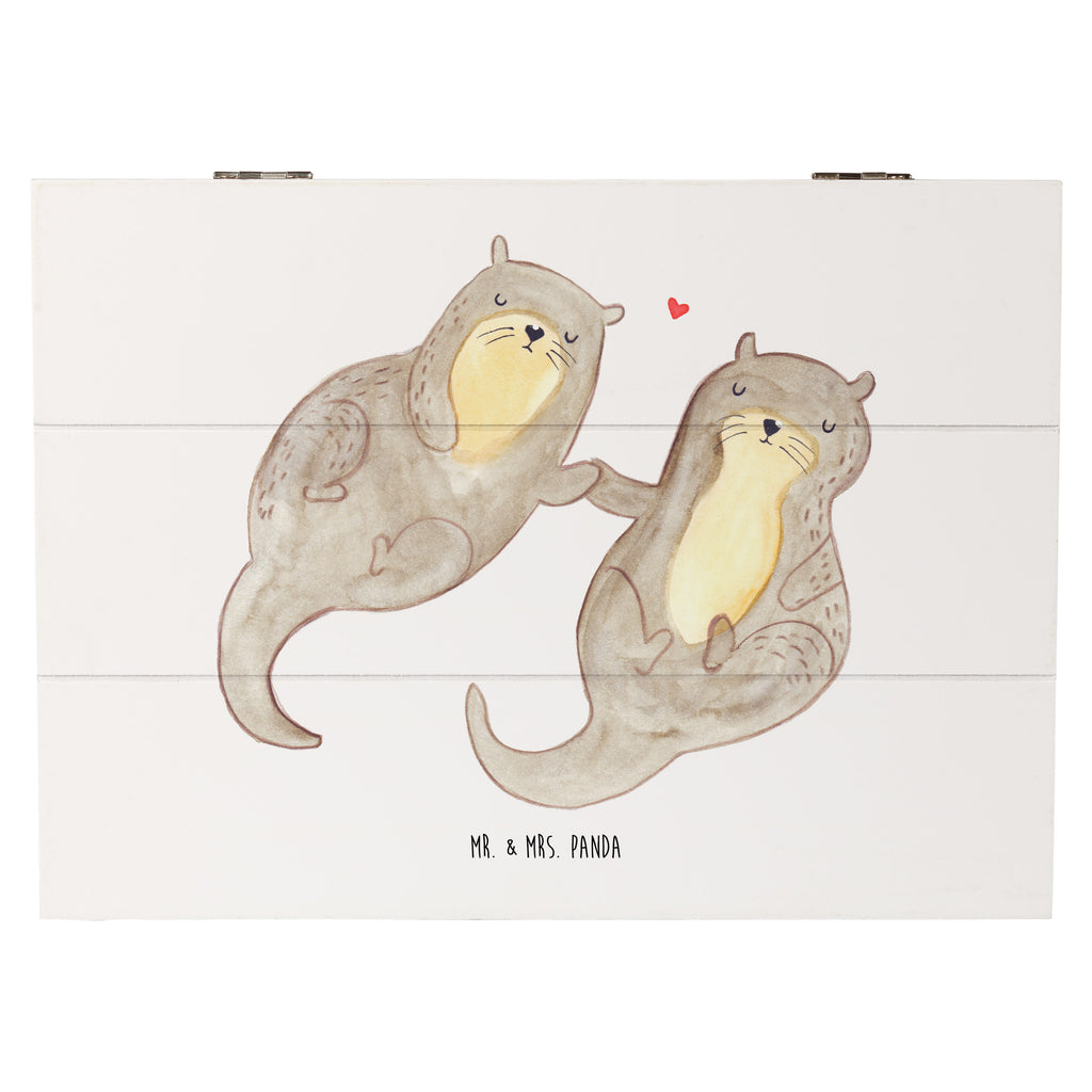 Holzkiste Otter händchenhaltend Holzkiste, Kiste, Schatzkiste, Truhe, Schatulle, XXL, Erinnerungsbox, Erinnerungskiste, Dekokiste, Aufbewahrungsbox, Otter, Fischotter, Seeotter, Otter Seeotter See Otter