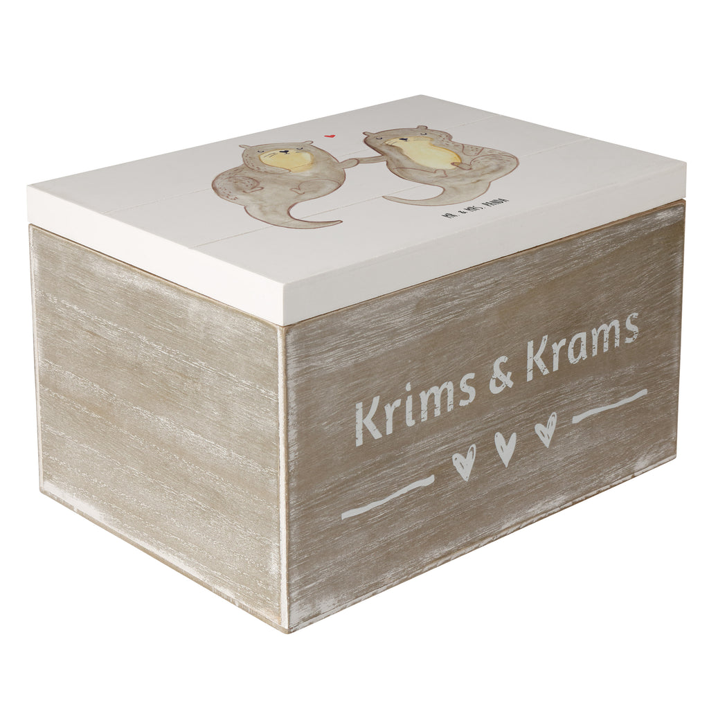 Holzkiste Otter händchenhaltend Holzkiste, Kiste, Schatzkiste, Truhe, Schatulle, XXL, Erinnerungsbox, Erinnerungskiste, Dekokiste, Aufbewahrungsbox, Otter, Fischotter, Seeotter, Otter Seeotter See Otter