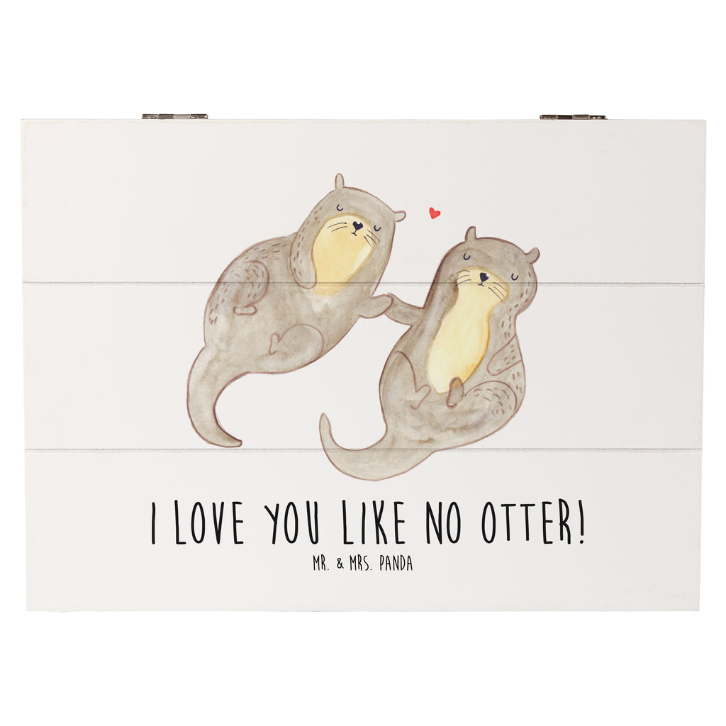 Holzkiste Otter händchenhaltend Holzkiste, Kiste, Schatzkiste, Truhe, Schatulle, XXL, Erinnerungsbox, Erinnerungskiste, Dekokiste, Aufbewahrungsbox, Otter, Fischotter, Seeotter, Otter Seeotter See Otter