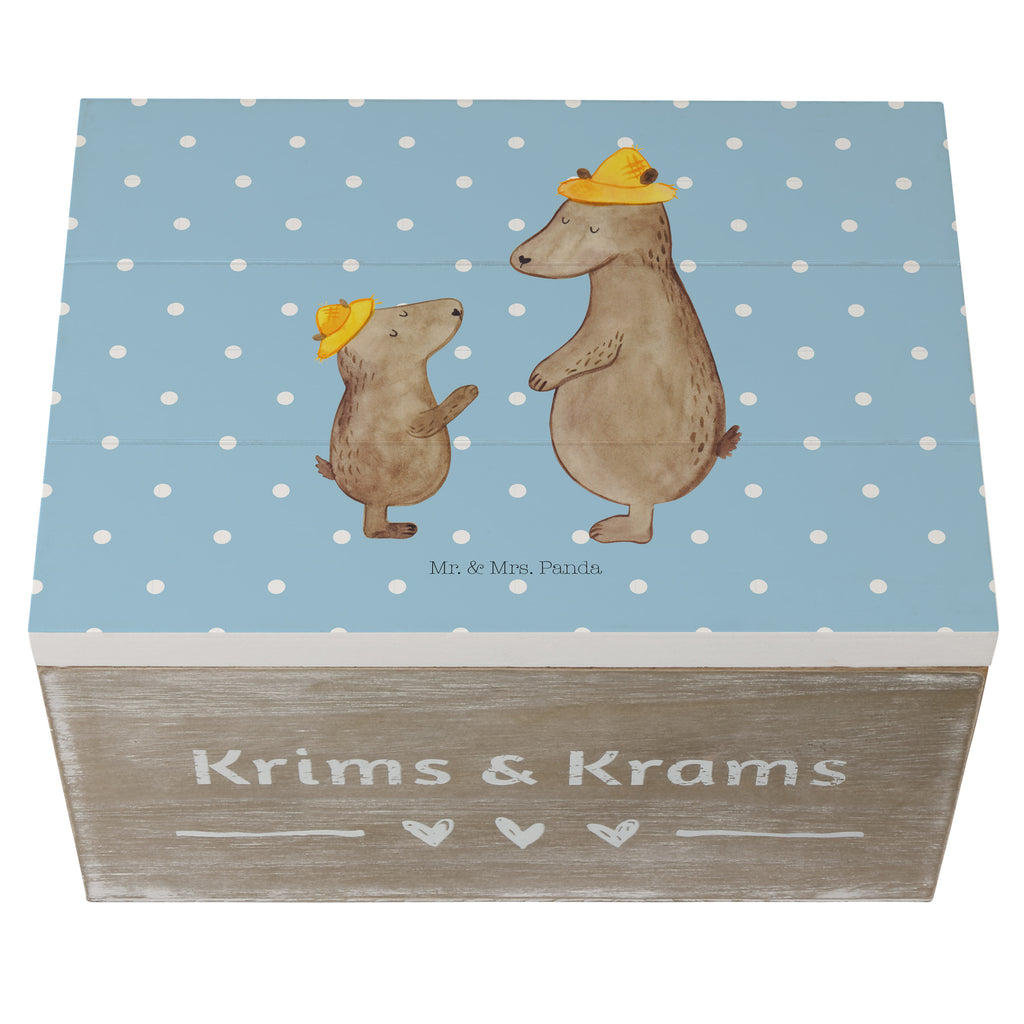 Holzkiste Bären mit Hut Holzkiste, Kiste, Schatzkiste, Truhe, Schatulle, XXL, Erinnerungsbox, Erinnerungskiste, Dekokiste, Aufbewahrungsbox, Familie, Vatertag, Muttertag, Bruder, Schwester, Mama, Papa, Oma, Opa, Bär, Bären, Vater, Papi, Paps, Dad, Daddy, Lieblingsmensch, Sohn, Söhne, Kind, Kinder, Vater-Sohn, Family, Vorbild
