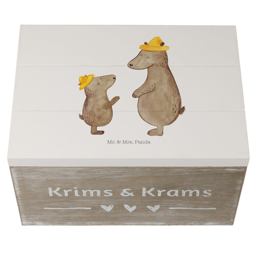 Holzkiste Bären mit Hut Holzkiste, Kiste, Schatzkiste, Truhe, Schatulle, XXL, Erinnerungsbox, Erinnerungskiste, Dekokiste, Aufbewahrungsbox, Familie, Vatertag, Muttertag, Bruder, Schwester, Mama, Papa, Oma, Opa, Bär, Bären, Vater, Papi, Paps, Dad, Daddy, Lieblingsmensch, Sohn, Söhne, Kind, Kinder, Vater-Sohn, Family, Vorbild