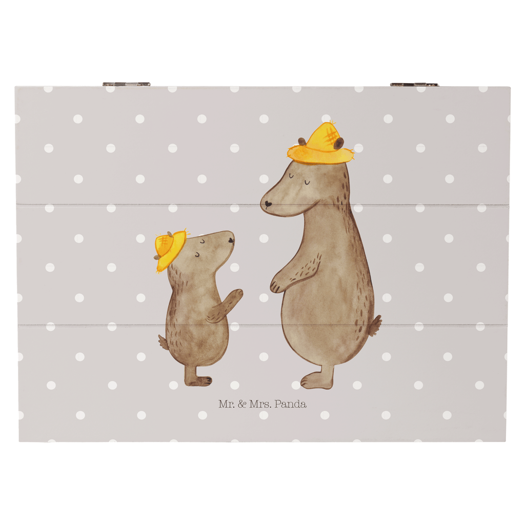 Holzkiste Bären mit Hut Holzkiste, Kiste, Schatzkiste, Truhe, Schatulle, XXL, Erinnerungsbox, Erinnerungskiste, Dekokiste, Aufbewahrungsbox, Familie, Vatertag, Muttertag, Bruder, Schwester, Mama, Papa, Oma, Opa, Bär, Bären, Vater, Papi, Paps, Dad, Daddy, Lieblingsmensch, Sohn, Söhne, Kind, Kinder, Vater-Sohn, Family, Vorbild