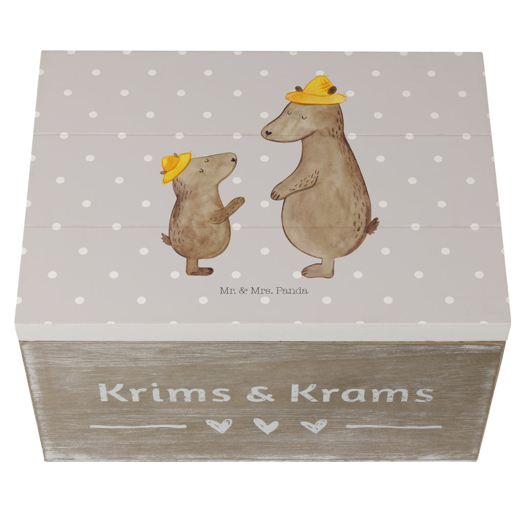 Holzkiste Bären mit Hut Holzkiste, Kiste, Schatzkiste, Truhe, Schatulle, XXL, Erinnerungsbox, Erinnerungskiste, Dekokiste, Aufbewahrungsbox, Familie, Vatertag, Muttertag, Bruder, Schwester, Mama, Papa, Oma, Opa, Bär, Bären, Vater, Papi, Paps, Dad, Daddy, Lieblingsmensch, Sohn, Söhne, Kind, Kinder, Vater-Sohn, Family, Vorbild