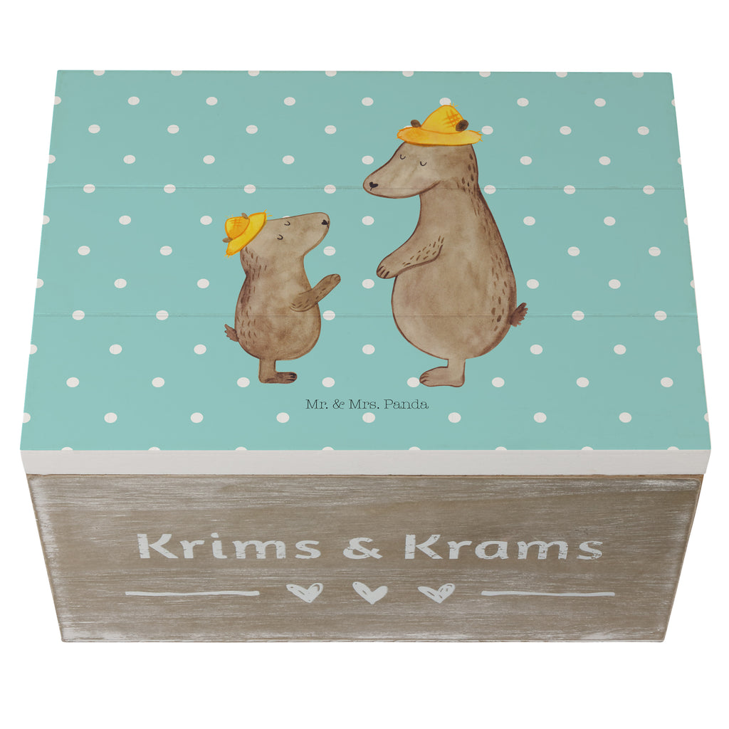 Holzkiste Bären mit Hut Holzkiste, Kiste, Schatzkiste, Truhe, Schatulle, XXL, Erinnerungsbox, Erinnerungskiste, Dekokiste, Aufbewahrungsbox, Familie, Vatertag, Muttertag, Bruder, Schwester, Mama, Papa, Oma, Opa, Bär, Bären, Vater, Papi, Paps, Dad, Daddy, Lieblingsmensch, Sohn, Söhne, Kind, Kinder, Vater-Sohn, Family, Vorbild