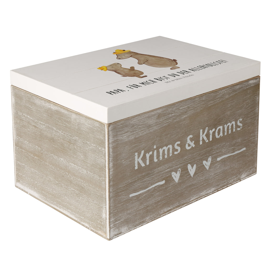 Holzkiste Bären mit Hut Holzkiste, Kiste, Schatzkiste, Truhe, Schatulle, XXL, Erinnerungsbox, Erinnerungskiste, Dekokiste, Aufbewahrungsbox, Familie, Vatertag, Muttertag, Bruder, Schwester, Mama, Papa, Oma, Opa, Bär, Bären, Vater, Papi, Paps, Dad, Daddy, Lieblingsmensch, Sohn, Söhne, Kind, Kinder, Vater-Sohn, Family, Vorbild