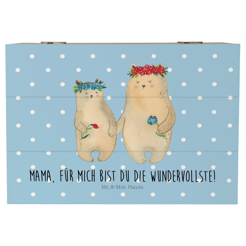 Holzkiste Bären mit Blumenkranz Holzkiste, Kiste, Schatzkiste, Truhe, Schatulle, XXL, Erinnerungsbox, Erinnerungskiste, Dekokiste, Aufbewahrungsbox, Familie, Vatertag, Muttertag, Bruder, Schwester, Mama, Papa, Oma, Opa, Bär, Bären, Mutter, Mutti, Mami, Lieblingsmensch, Lieblingsmama, beste Mutter, weltbeste Mama, Geschenk Mama. Muttertag, Tochter, Kind, Kinder, Töchter, Family, Vorbild