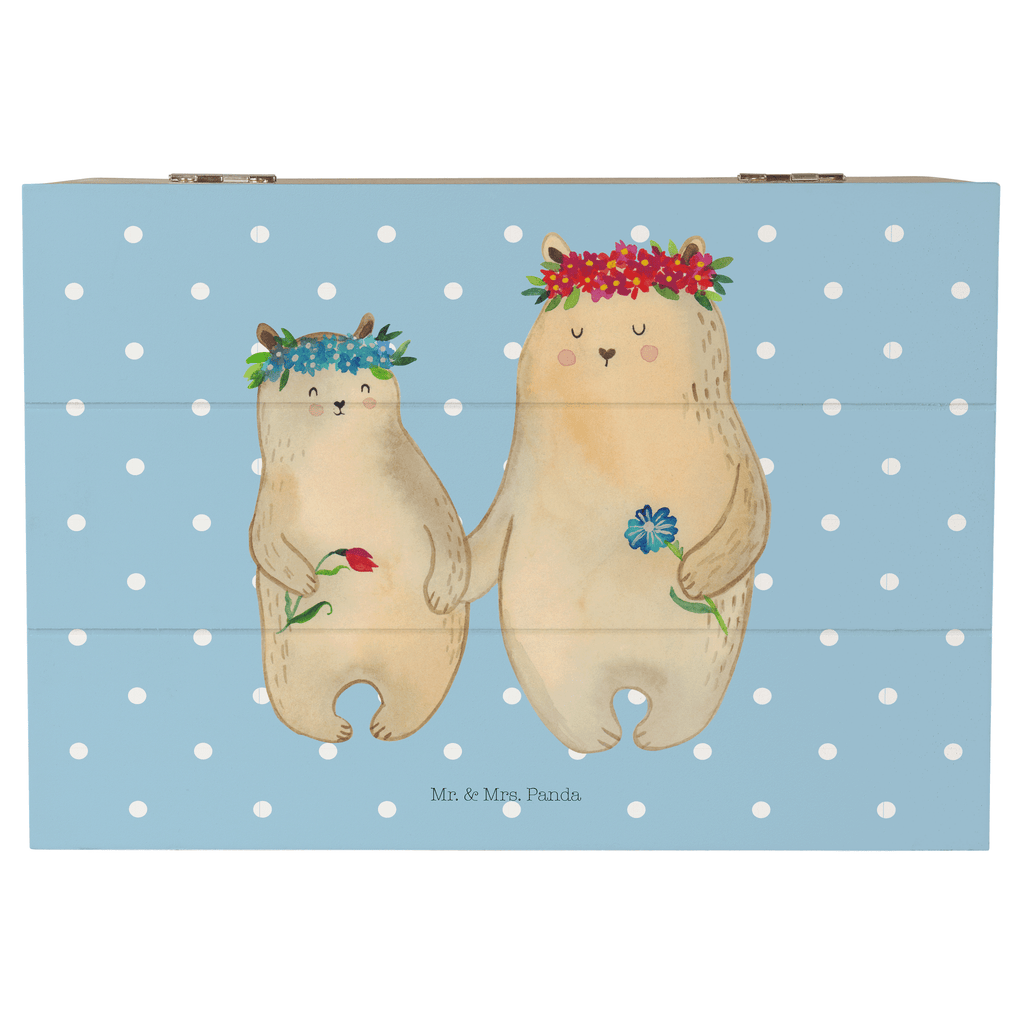Holzkiste Bären mit Blumenkranz Holzkiste, Kiste, Schatzkiste, Truhe, Schatulle, XXL, Erinnerungsbox, Erinnerungskiste, Dekokiste, Aufbewahrungsbox, Familie, Vatertag, Muttertag, Bruder, Schwester, Mama, Papa, Oma, Opa, Bär, Bären, Mutter, Mutti, Mami, Lieblingsmensch, Lieblingsmama, beste Mutter, weltbeste Mama, Geschenk Mama. Muttertag, Tochter, Kind, Kinder, Töchter, Family, Vorbild