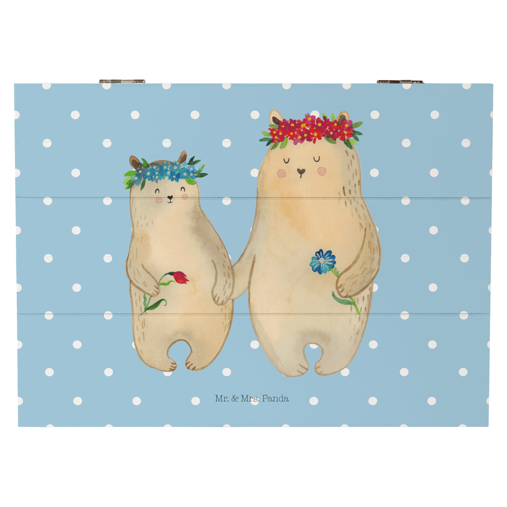 Holzkiste Bären mit Blumenkranz Holzkiste, Kiste, Schatzkiste, Truhe, Schatulle, XXL, Erinnerungsbox, Erinnerungskiste, Dekokiste, Aufbewahrungsbox, Familie, Vatertag, Muttertag, Bruder, Schwester, Mama, Papa, Oma, Opa, Bär, Bären, Mutter, Mutti, Mami, Lieblingsmensch, Lieblingsmama, beste Mutter, weltbeste Mama, Geschenk Mama. Muttertag, Tochter, Kind, Kinder, Töchter, Family, Vorbild