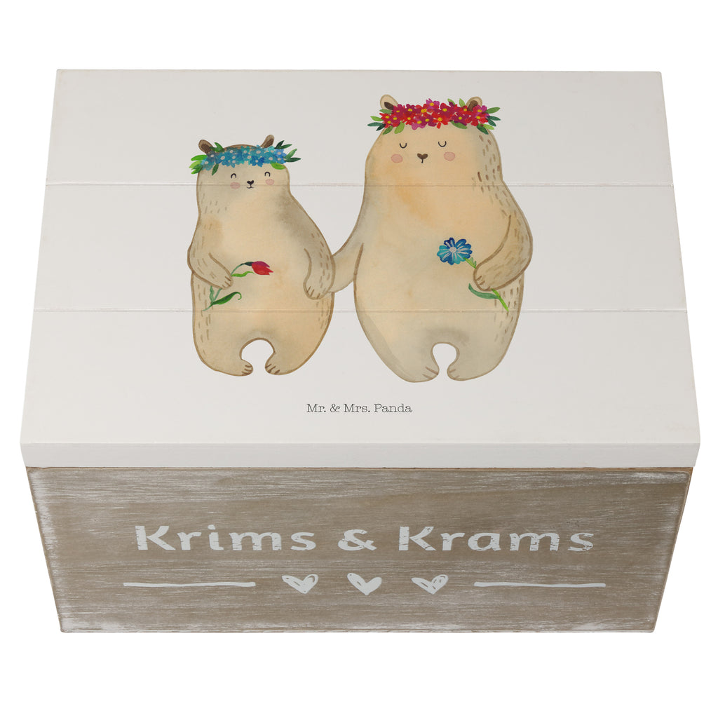 Holzkiste Bären mit Blumenkranz Holzkiste, Kiste, Schatzkiste, Truhe, Schatulle, XXL, Erinnerungsbox, Erinnerungskiste, Dekokiste, Aufbewahrungsbox, Familie, Vatertag, Muttertag, Bruder, Schwester, Mama, Papa, Oma, Opa, Bär, Bären, Mutter, Mutti, Mami, Lieblingsmensch, Lieblingsmama, beste Mutter, weltbeste Mama, Geschenk Mama. Muttertag, Tochter, Kind, Kinder, Töchter, Family, Vorbild