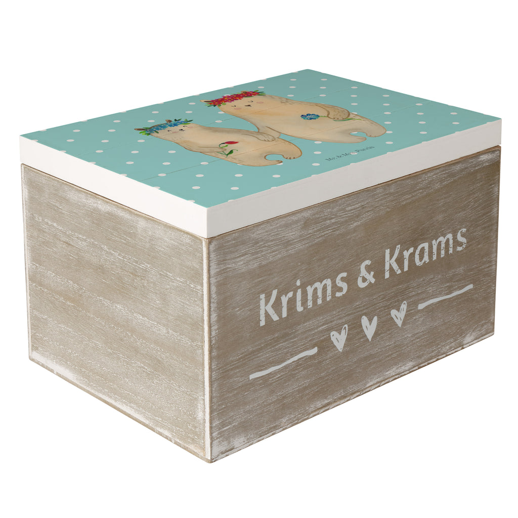 Holzkiste Bären mit Blumenkranz Holzkiste, Kiste, Schatzkiste, Truhe, Schatulle, XXL, Erinnerungsbox, Erinnerungskiste, Dekokiste, Aufbewahrungsbox, Familie, Vatertag, Muttertag, Bruder, Schwester, Mama, Papa, Oma, Opa, Bär, Bären, Mutter, Mutti, Mami, Lieblingsmensch, Lieblingsmama, beste Mutter, weltbeste Mama, Geschenk Mama. Muttertag, Tochter, Kind, Kinder, Töchter, Family, Vorbild