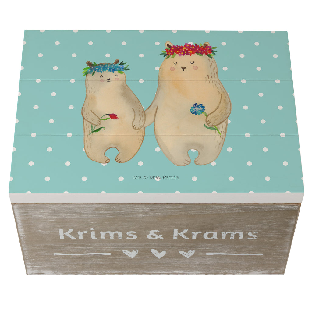 Holzkiste Bären mit Blumenkranz Holzkiste, Kiste, Schatzkiste, Truhe, Schatulle, XXL, Erinnerungsbox, Erinnerungskiste, Dekokiste, Aufbewahrungsbox, Familie, Vatertag, Muttertag, Bruder, Schwester, Mama, Papa, Oma, Opa, Bär, Bären, Mutter, Mutti, Mami, Lieblingsmensch, Lieblingsmama, beste Mutter, weltbeste Mama, Geschenk Mama. Muttertag, Tochter, Kind, Kinder, Töchter, Family, Vorbild