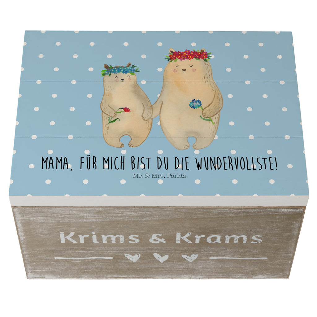 Holzkiste Bären mit Blumenkranz Holzkiste, Kiste, Schatzkiste, Truhe, Schatulle, XXL, Erinnerungsbox, Erinnerungskiste, Dekokiste, Aufbewahrungsbox, Familie, Vatertag, Muttertag, Bruder, Schwester, Mama, Papa, Oma, Opa, Bär, Bären, Mutter, Mutti, Mami, Lieblingsmensch, Lieblingsmama, beste Mutter, weltbeste Mama, Geschenk Mama. Muttertag, Tochter, Kind, Kinder, Töchter, Family, Vorbild