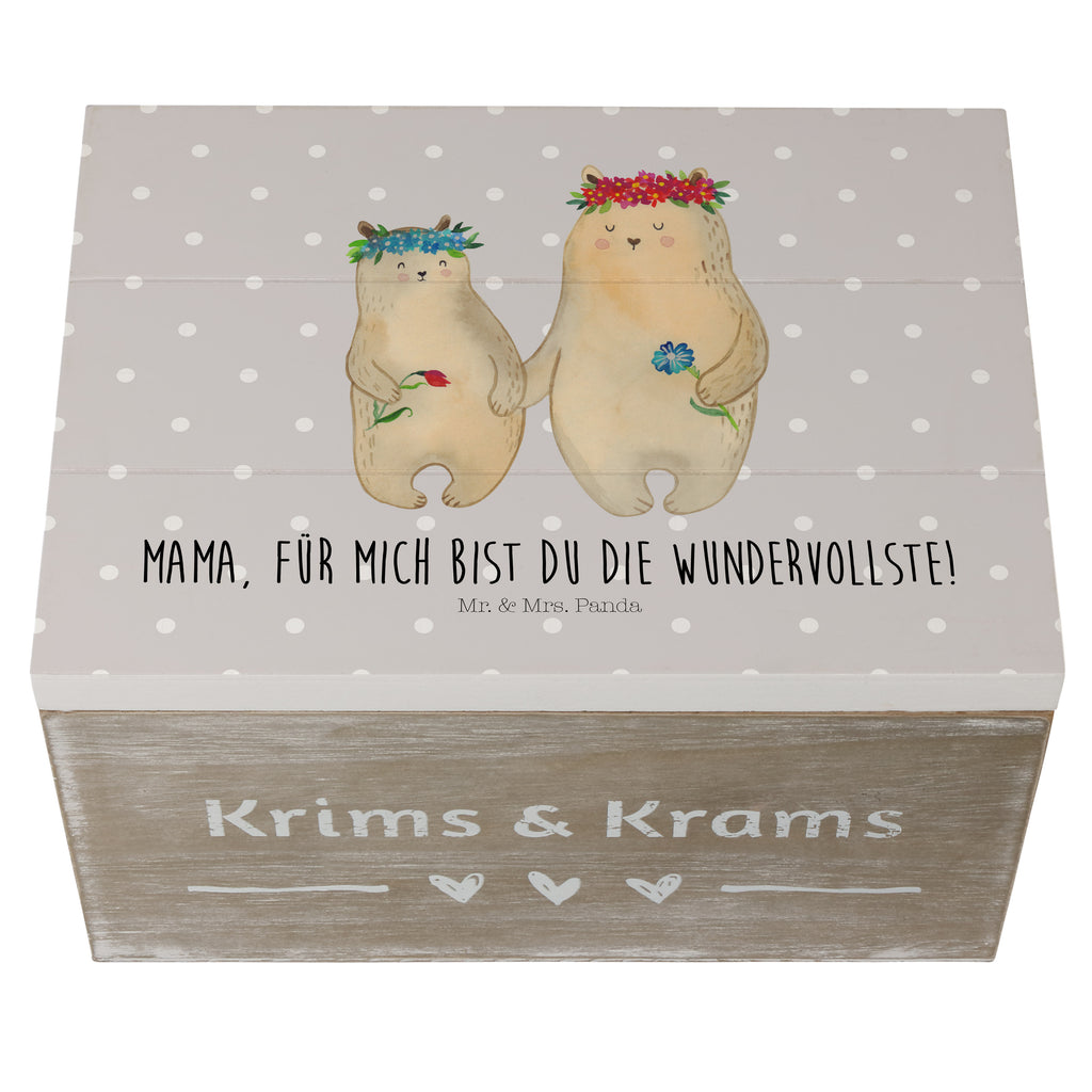 Holzkiste Bären mit Blumenkranz Holzkiste, Kiste, Schatzkiste, Truhe, Schatulle, XXL, Erinnerungsbox, Erinnerungskiste, Dekokiste, Aufbewahrungsbox, Familie, Vatertag, Muttertag, Bruder, Schwester, Mama, Papa, Oma, Opa, Bär, Bären, Mutter, Mutti, Mami, Lieblingsmensch, Lieblingsmama, beste Mutter, weltbeste Mama, Geschenk Mama. Muttertag, Tochter, Kind, Kinder, Töchter, Family, Vorbild