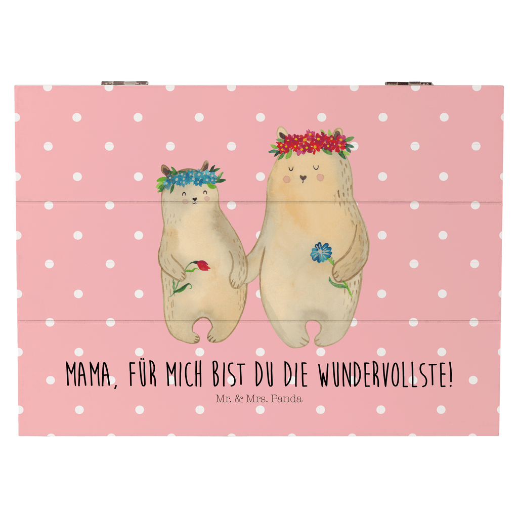 Holzkiste Bären mit Blumenkranz Holzkiste, Kiste, Schatzkiste, Truhe, Schatulle, XXL, Erinnerungsbox, Erinnerungskiste, Dekokiste, Aufbewahrungsbox, Familie, Vatertag, Muttertag, Bruder, Schwester, Mama, Papa, Oma, Opa, Bär, Bären, Mutter, Mutti, Mami, Lieblingsmensch, Lieblingsmama, beste Mutter, weltbeste Mama, Geschenk Mama. Muttertag, Tochter, Kind, Kinder, Töchter, Family, Vorbild