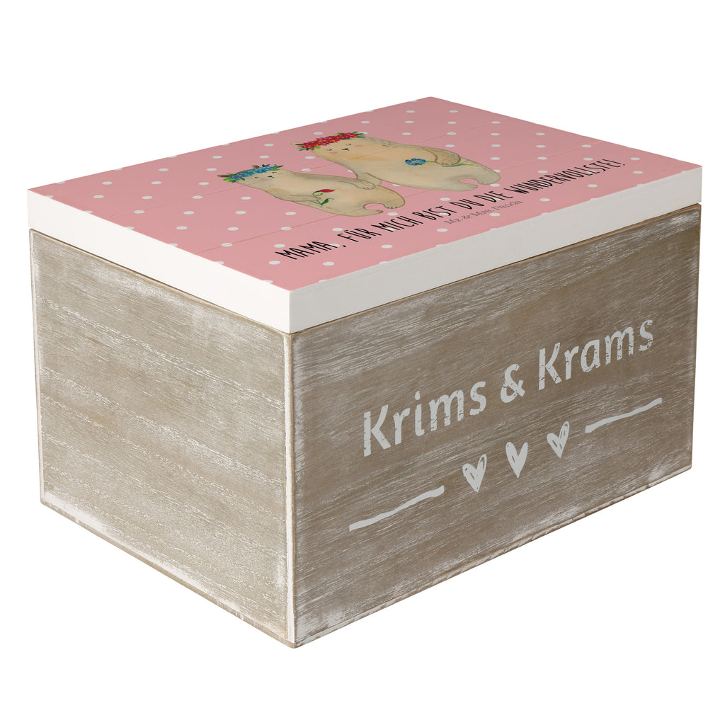 Holzkiste Bären mit Blumenkranz Holzkiste, Kiste, Schatzkiste, Truhe, Schatulle, XXL, Erinnerungsbox, Erinnerungskiste, Dekokiste, Aufbewahrungsbox, Familie, Vatertag, Muttertag, Bruder, Schwester, Mama, Papa, Oma, Opa, Bär, Bären, Mutter, Mutti, Mami, Lieblingsmensch, Lieblingsmama, beste Mutter, weltbeste Mama, Geschenk Mama. Muttertag, Tochter, Kind, Kinder, Töchter, Family, Vorbild